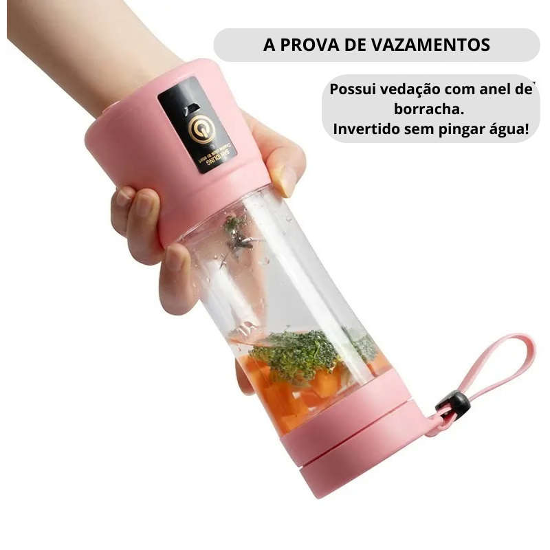 Mini Liquidificador Portátil - USB Recarregável - 6 Lâminas - Potente e Prático