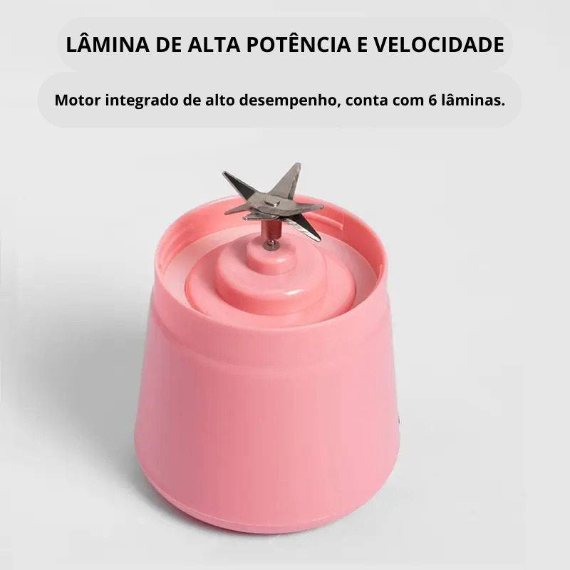 Mini Liquidificador Portátil - USB Recarregável - 6 Lâminas - Potente e Prático