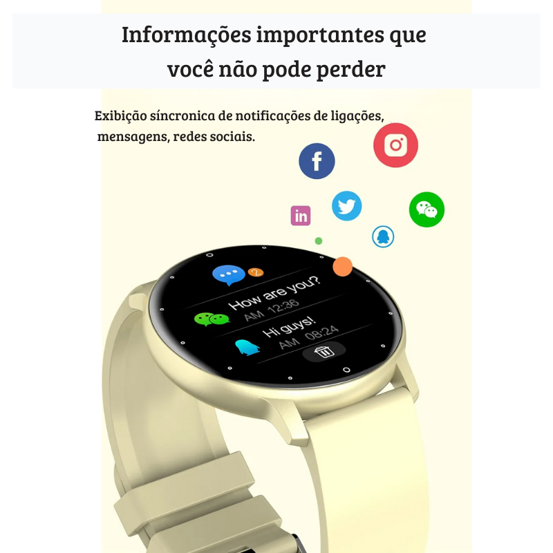 Relógio Smartwatch LIGE IP67 - À Prova d' Água, Bluetooth, Android, iOS  - Série Luxo