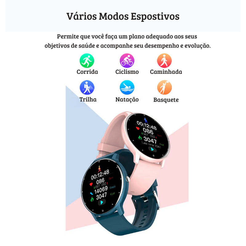 Relógio Smartwatch LIGE IP67 - À Prova d' Água, Bluetooth, Android, iOS  - Série Luxo